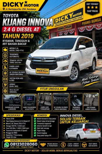 Toyota Innova 2.4L G Diesel Automatic 2019