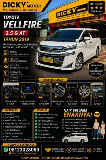 Toyota Vellfire 2.5L G Automatic 2019