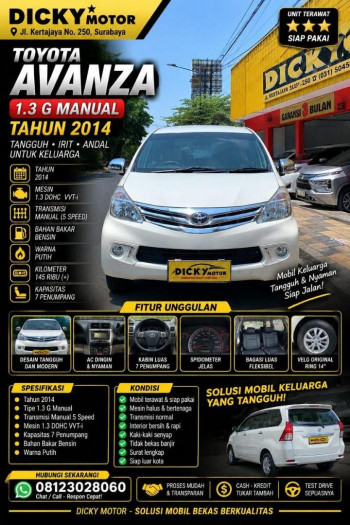 Toyota Avanza 1.3L G Manual 2014