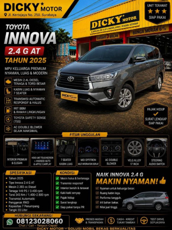 Toyota Innova 2.5L G Diesel Automatic 2025